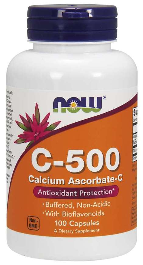 Вітамін С і аскорбат кальцію Now Foods Vitamin C-500 Calcium Ascorbate-C, 100 капсул (NOW-00676)