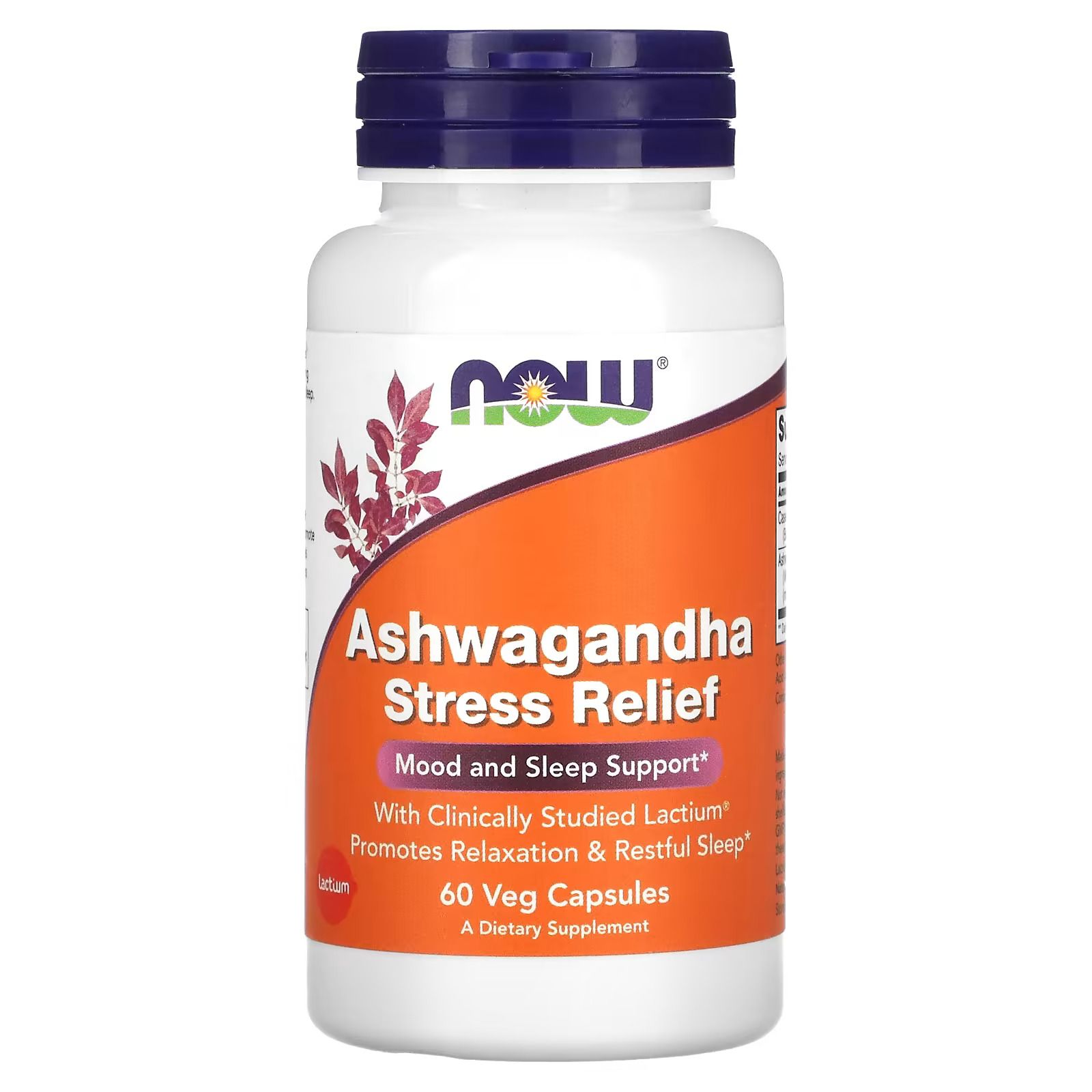 Ашвагандха Now Foods Ashwagandha Stress Relief для зняття стресу, 60 вегетаріанських капсул (NOW-02375)