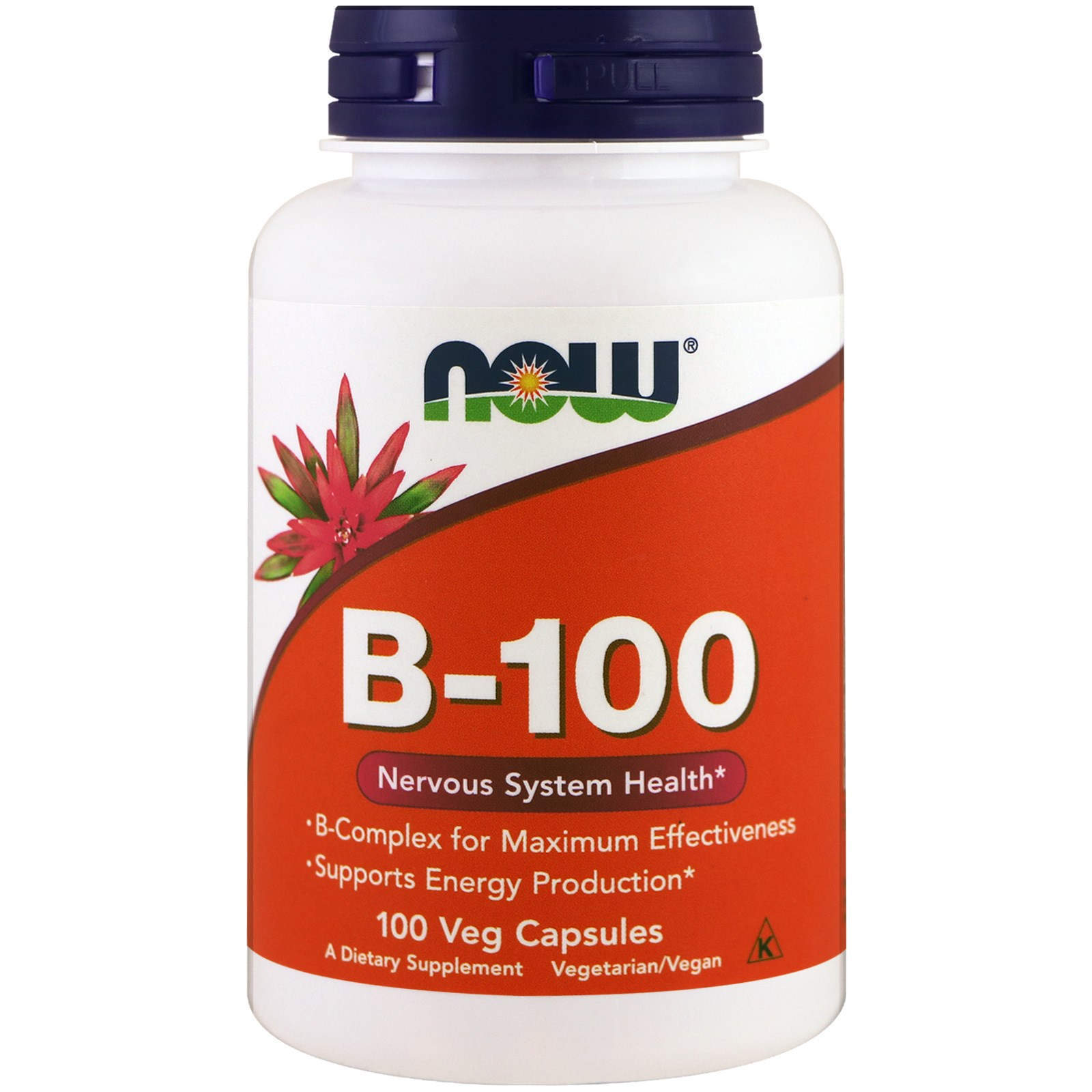 Комплекс В-100 NOW Foods для нервової системи B-100, 100 вегетаріанських капсул (NOW-00436)