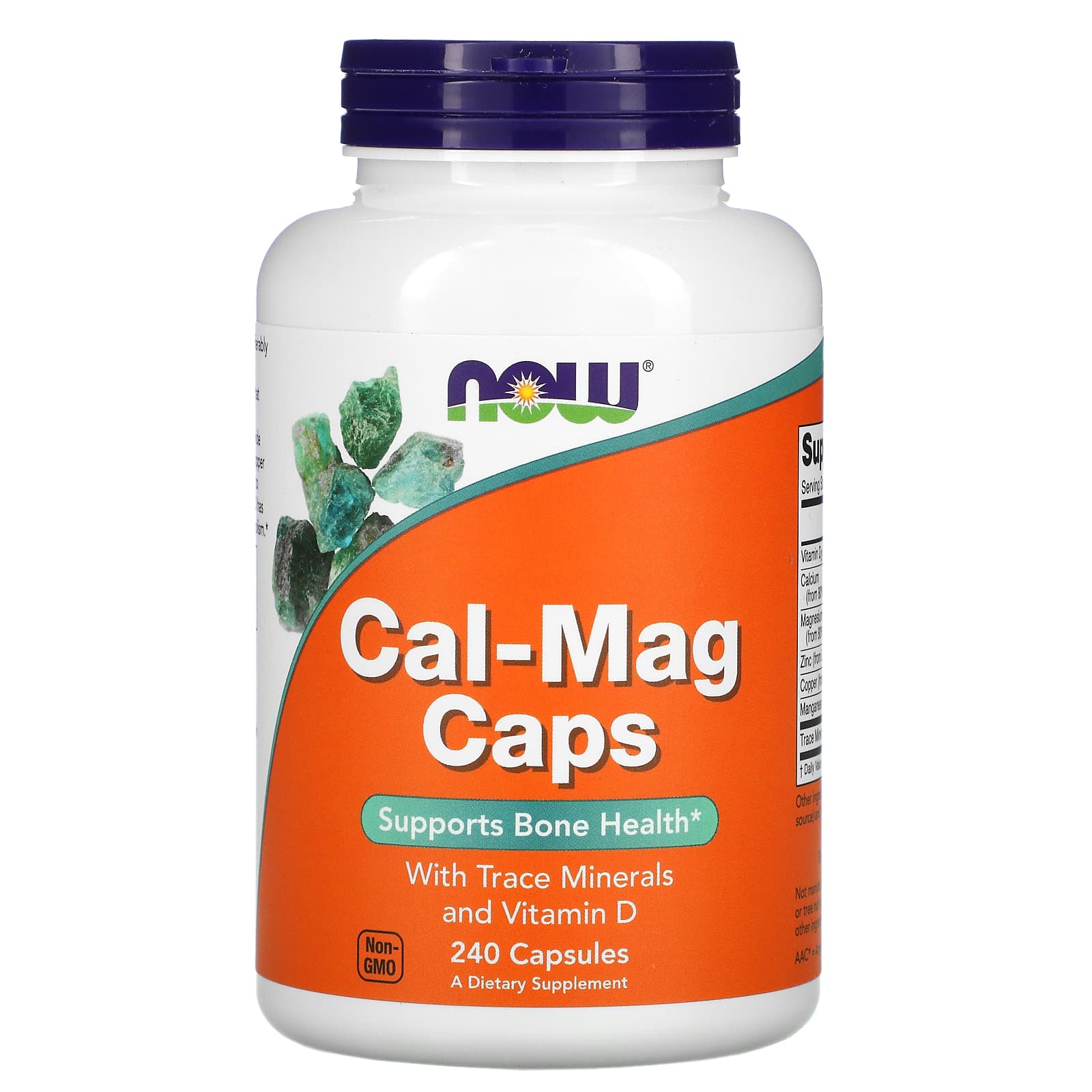 Кальцій та магній Now Foods Cal-Mag Caps з мікроелементами та вітаміном D, 240 капсул (NOW-01266)