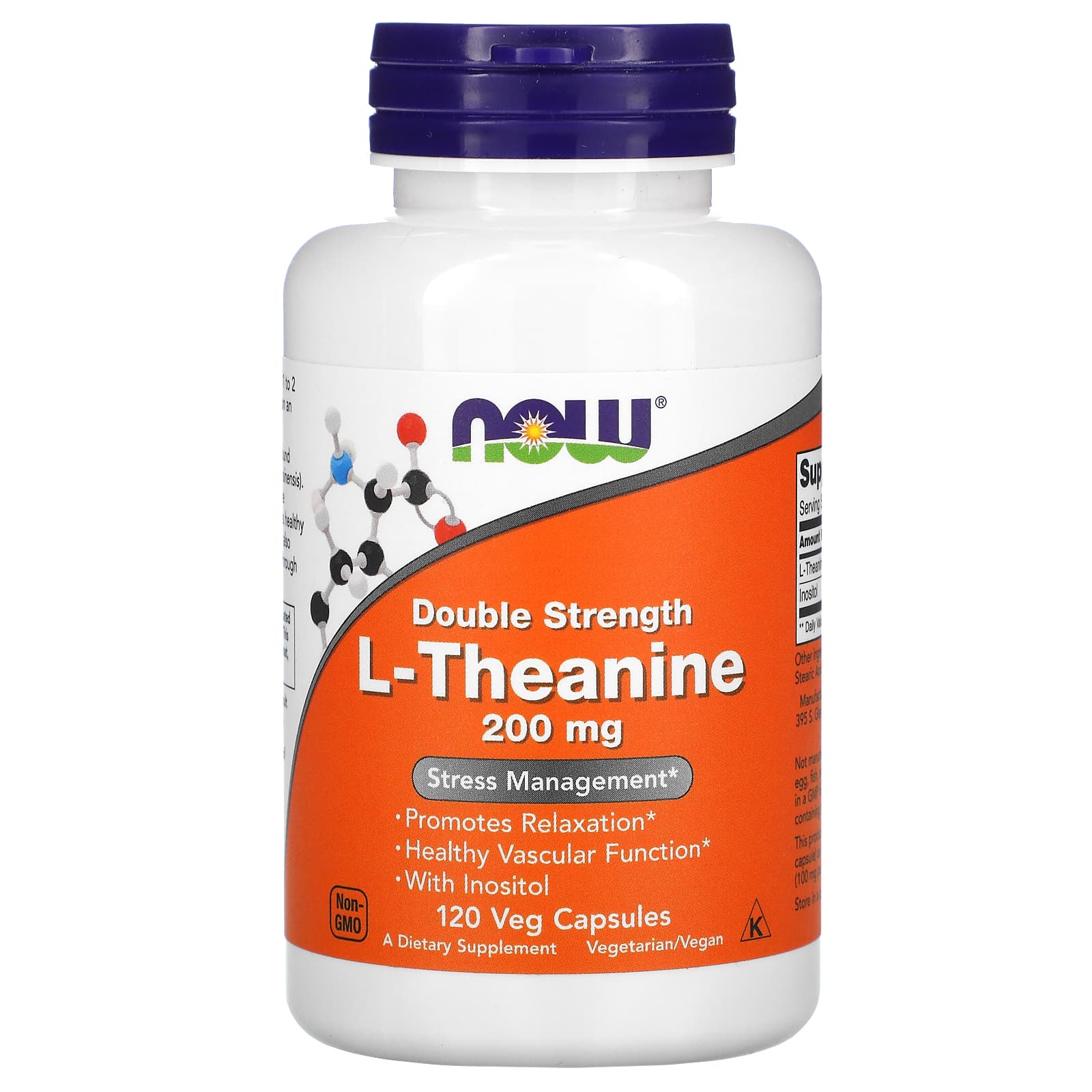 L-теанін Now Foods L-Theanine подвійна сила 200 мг, 120 вегетаріанських капсул (NOW-00148)