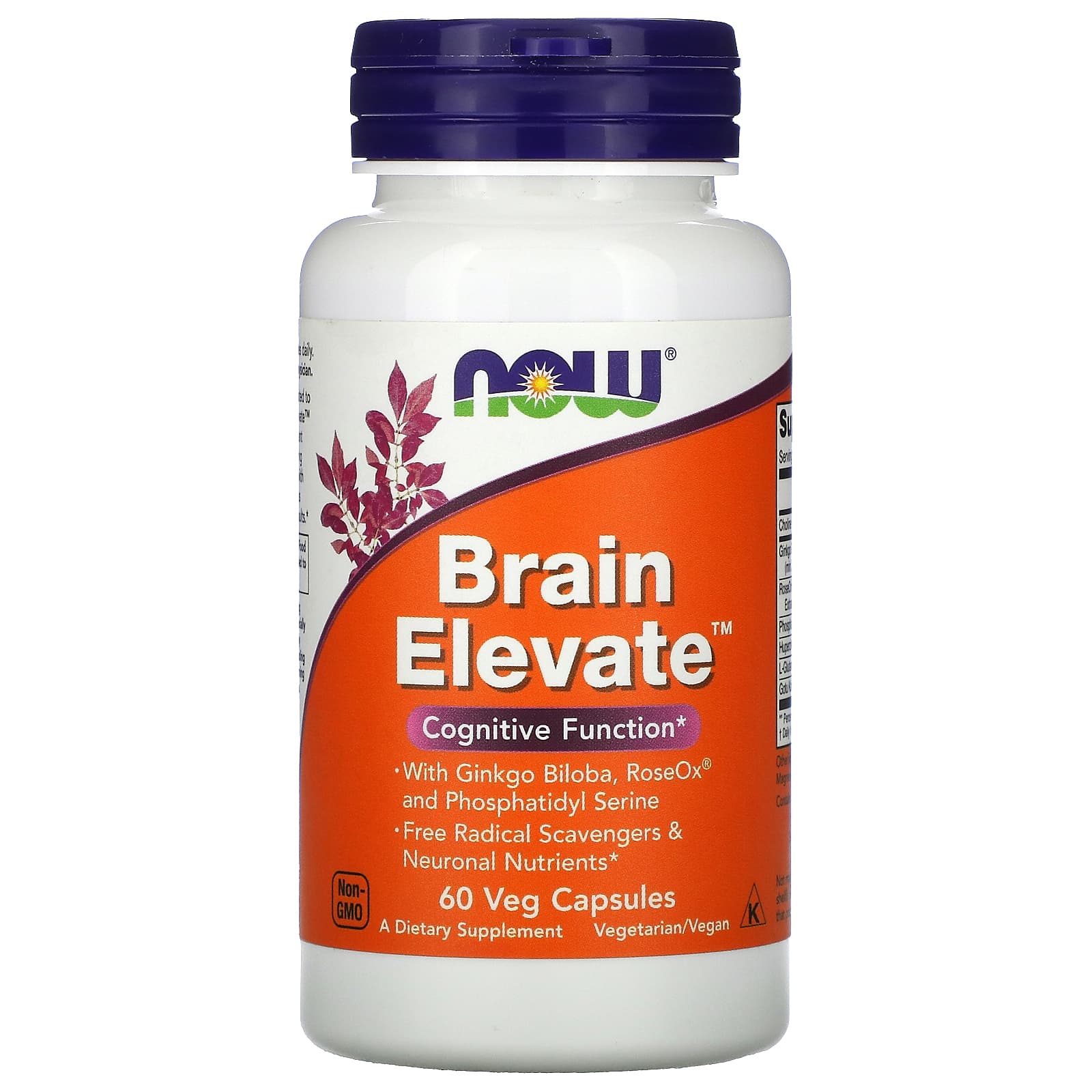 Вітаміни для пам'яті Now Foods Brain Elevate, 60 вегетаріанських капсул (NOW-03303)