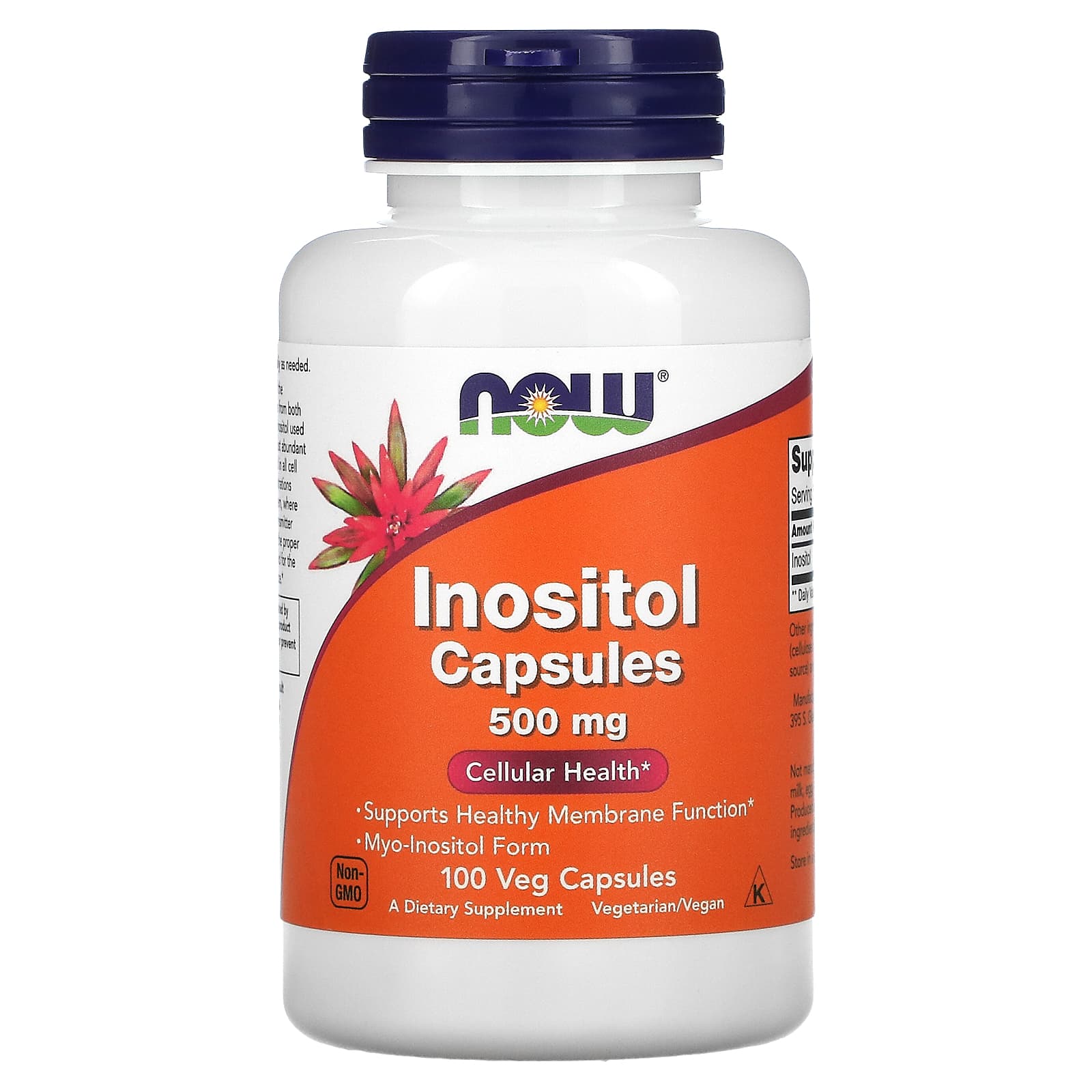 Інозітол Now Foods Inositol 500 мг, 100 вегетаріанських капсул (NOW-00475)