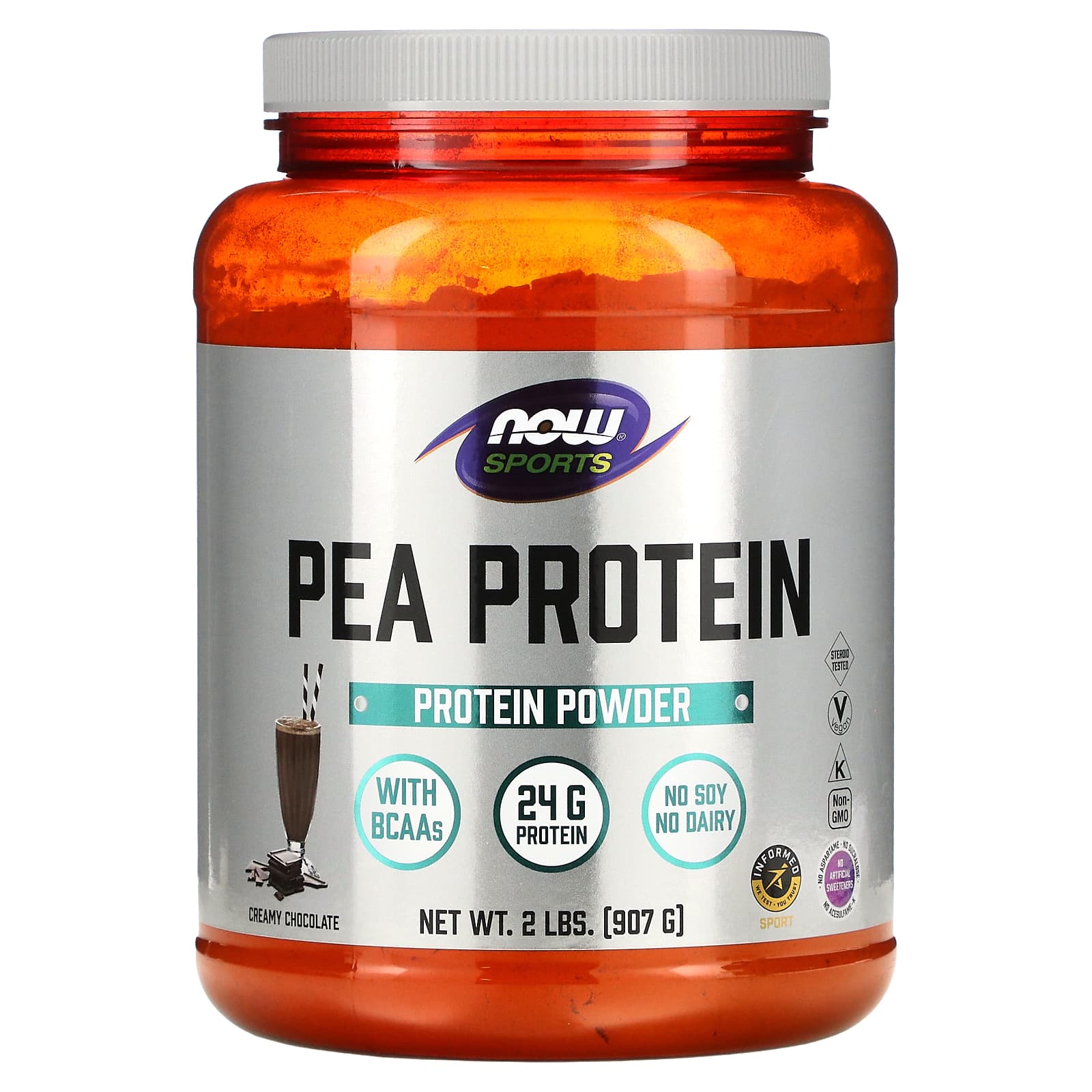Гороховий протеїн Now Foods Pea Protein Sports порошок вершковий шоколад, 907 г (NOW-02133)