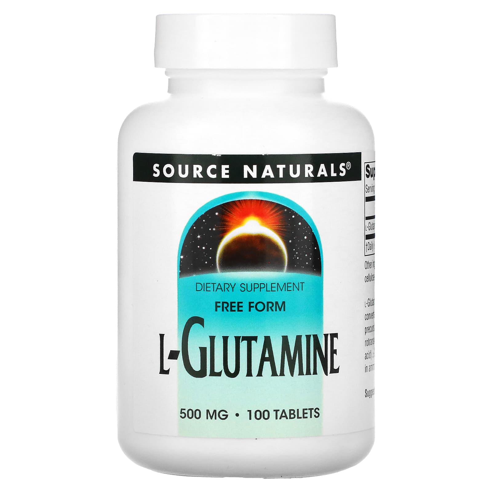 Глютамін Source Naturals L-Glutamine 500 мг, 100 таблеток (SNS-00127)