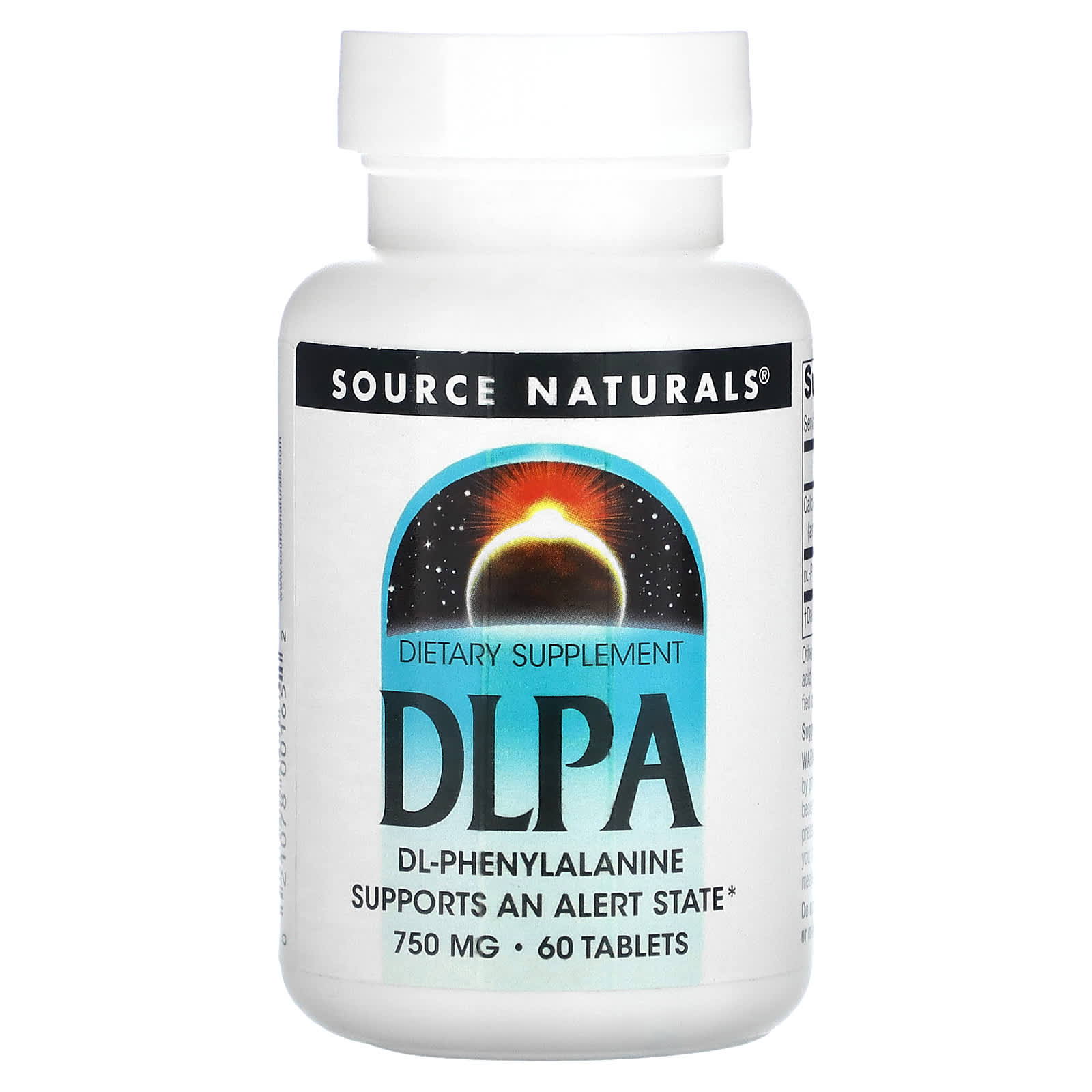 DL-фенілаланін Source Naturals DLPA 750 мг, 60 таблеток (SNS-00165)
