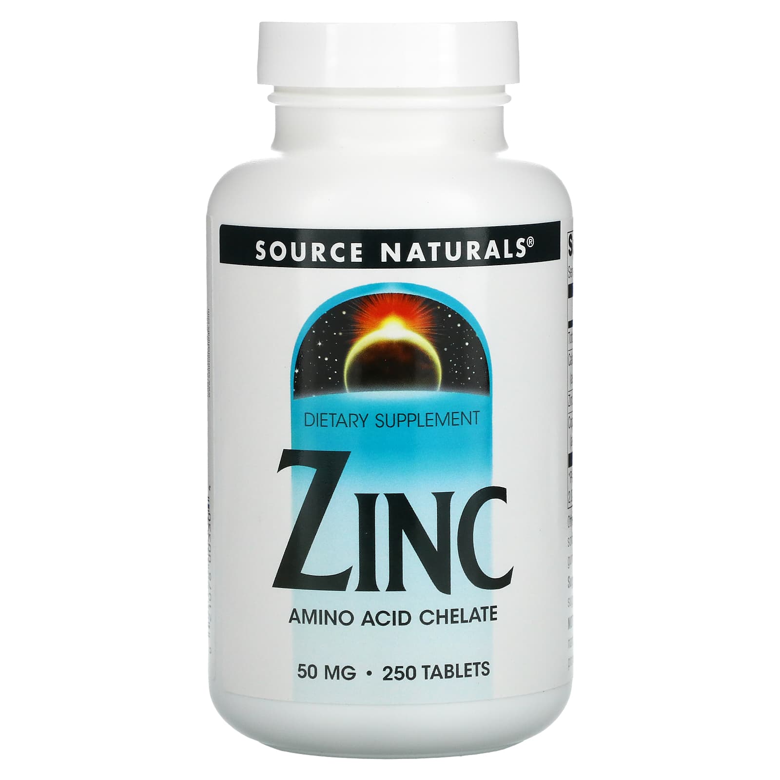 Цинк хелат Source Naturals Zinc 50 мг, 250 таблеток (SNS-00330)