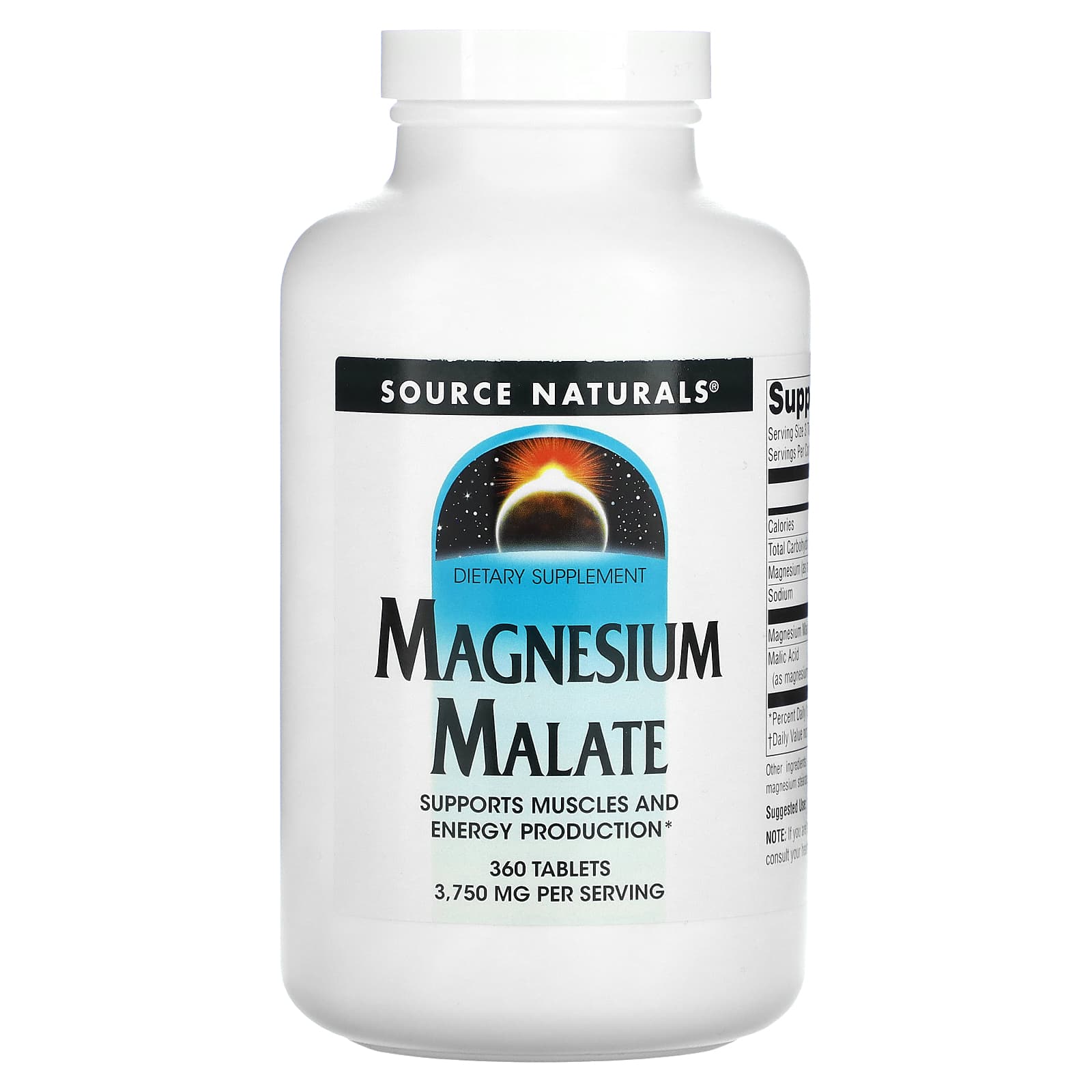 Магній малат Source Naturals Magnesium Malate 3750 мг, 360 таблеток (1250 мг в 1 таблетці) (SNS-00535)