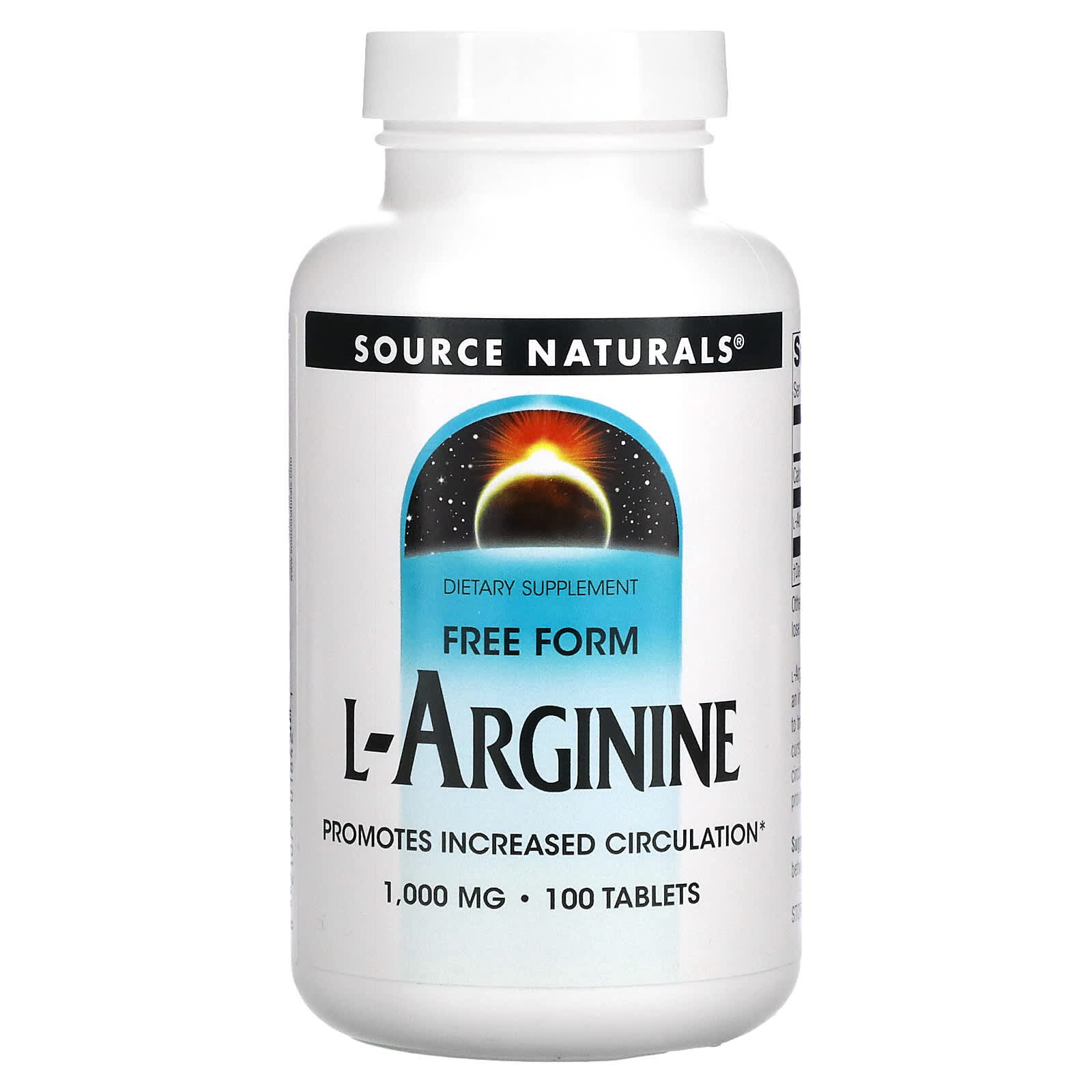 Аргінін Source Naturals L-Arginine вільна форма, 1000 мг, 100 таблеток (SNS-01842)