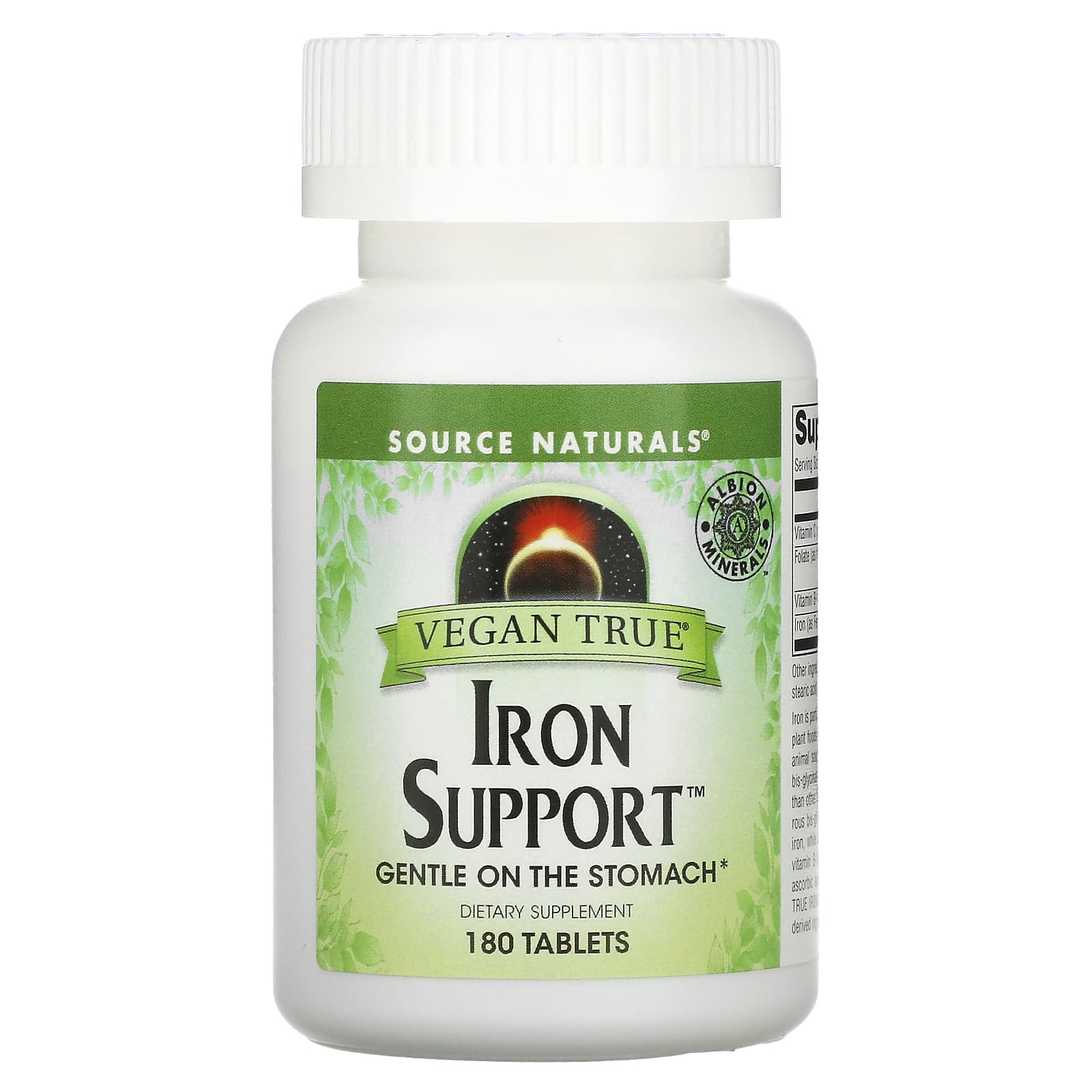 Хелат заліза Source Naturals Iron Support для веганів, 180 таблеток (SNS-02592)