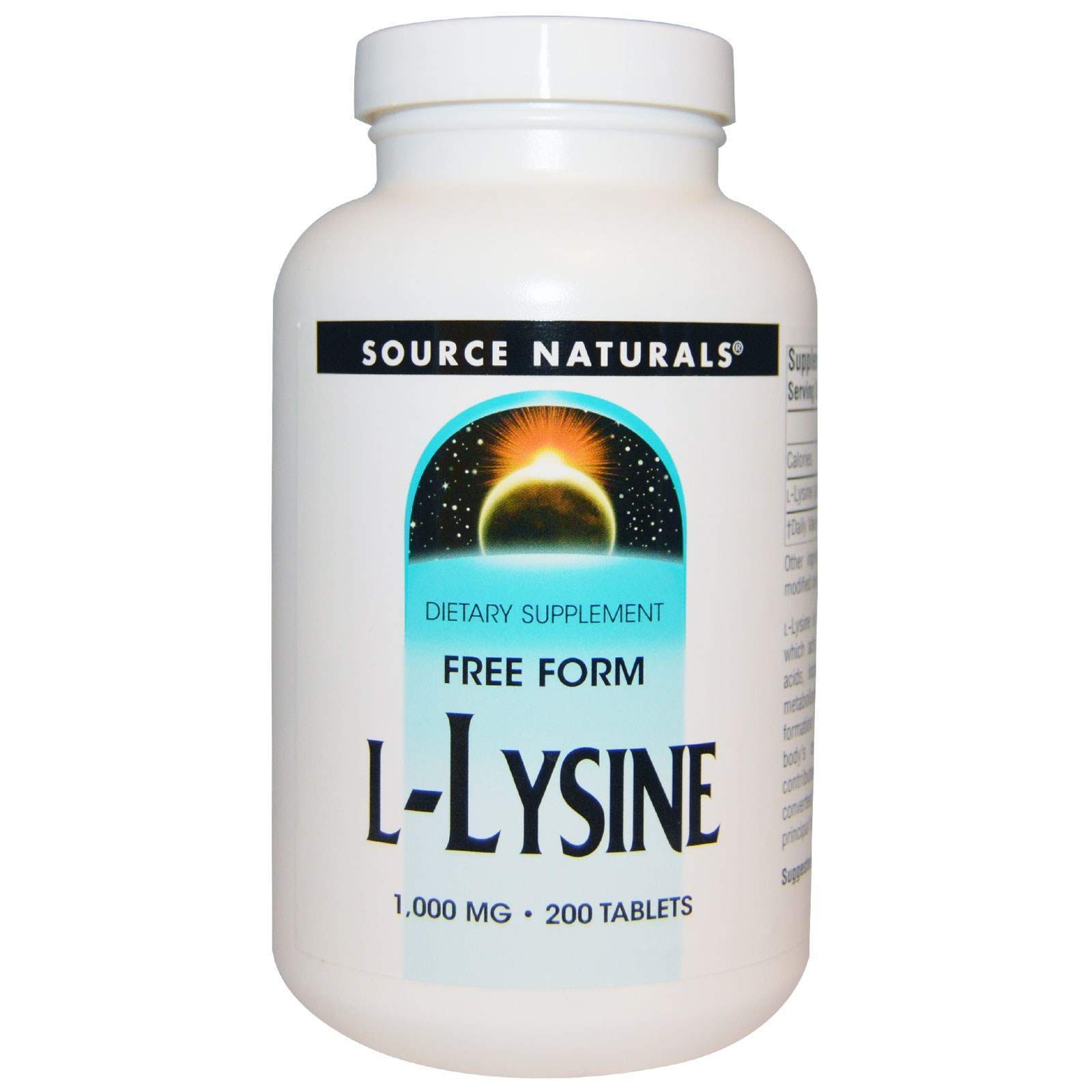 Лізин Source Naturals L-Lysine 1000 мг, 200 таблеток (SNS-02680)