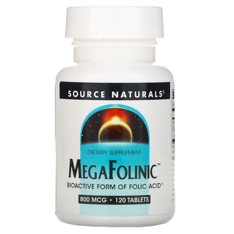 Фолінова кислота Source Naturals MegaFolinic 800 мкг, 120 таблеток (SNS-02028)