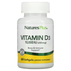 Вітамін D3, Vitamin D3, Nature’s Plus, 10 000 МО (250 мкг), 60 капсул