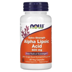 Альфа-ліпоєва кислота, Alpha Lipoic Acid, Now Foods, підвищена міцність, 600 мг, 60 вегетаріанських капсул