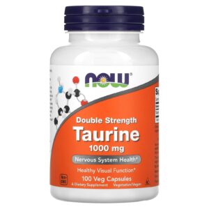 Таурин, Taurine, Now Foods, подвійна сила, 1000 мг, 100 вегетаріанських капсул