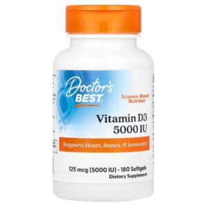 Вітамін D3, Vitamin D3, Doctor’s Best, 125 мкг (5000 МО), 180 капсул