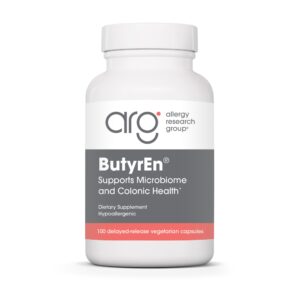 Масляна кислота (бутират кальцію та магнію), ButyrEn, Allergy Research Group, для підтримки кишечника та травлення з комплексом трибутирату, 100 вегетаріанських капсул із уповільненим вивільненням (200 мг на капсулу)