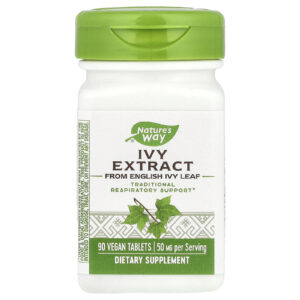 Плющ, Ivy Extract, Nature’s Way, екстракт, 50 мг, 90 веганських таблеток (25 мг на таблетку)