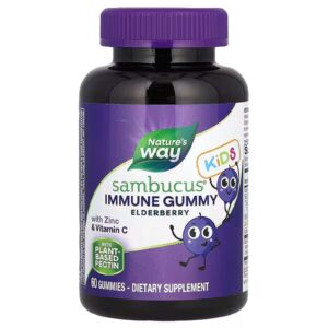 Підтримка імунітету у дітей, Immune Gummy with Zinc & Vitamin C, Nature’s Way, бузина з цинком та вітаміном C, 60 жувальних цукерок