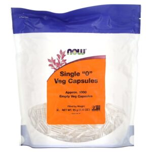 Порожні капсули “0”, Single “0” Veg Capsules, Now Foods, 1000 порожніх вегетаріанських капсул