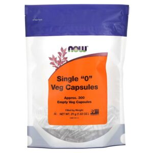 Порожні капсули “0”, Single “0” Veg Capsules, Now Foods, 300 порожніх вегетаріанських капсул (29 г)