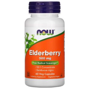 Бузина, Elderberry, Now Foods, 500 мг, 60 вегетаріанських капсул