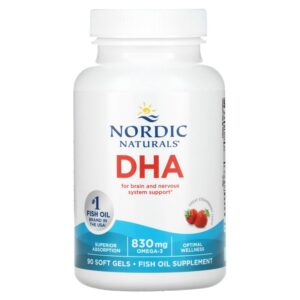 Риб’ячий жир екстра (полуниця), DHA, Nordic Naturals, 415 мг, 90 капсул