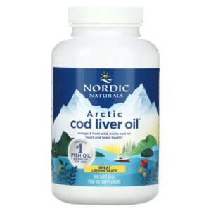 Риб’ячий жир з печінки тріски, Cod Liver Oil, Nordic Naturals, лимон, арктичний, 1000 мг, 180 капсул