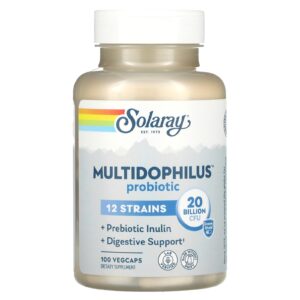 Пробіотик, Multidophilus 12, Solaray, 20 млрд КУО, 100 капсул