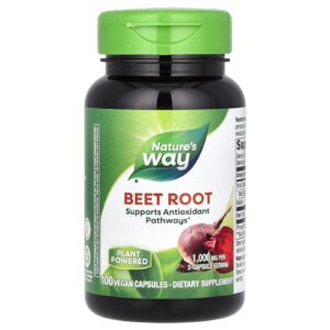 Буряк, Beet Root, Nature’s Way, 1000 мг, 100 веганських капсул (500 мг на капсулу)